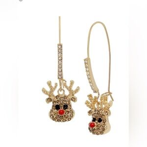 BETSEY JOHNSON CHRISTMAS REINDEER EARRINGS